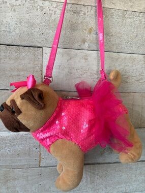 Plush Dog Purse with Hot Pink Sequin Dress and Tulle Poochie & Co